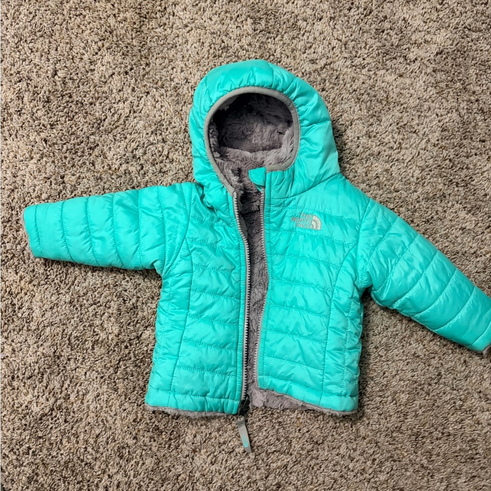 The North Face Aqua Puffer Jacket with Gray Lining - Reversable